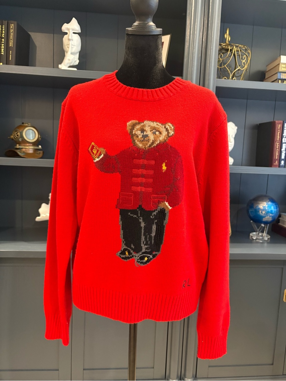 New with tags Ralph Lauren Red Polo Bear Crewneck Sweater for women size small